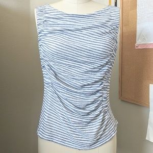 Anthropologie Deletta Asymmetrical Cut Striped Gathered Tank Top *NWT